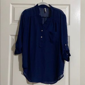 L Navy Sheer Top